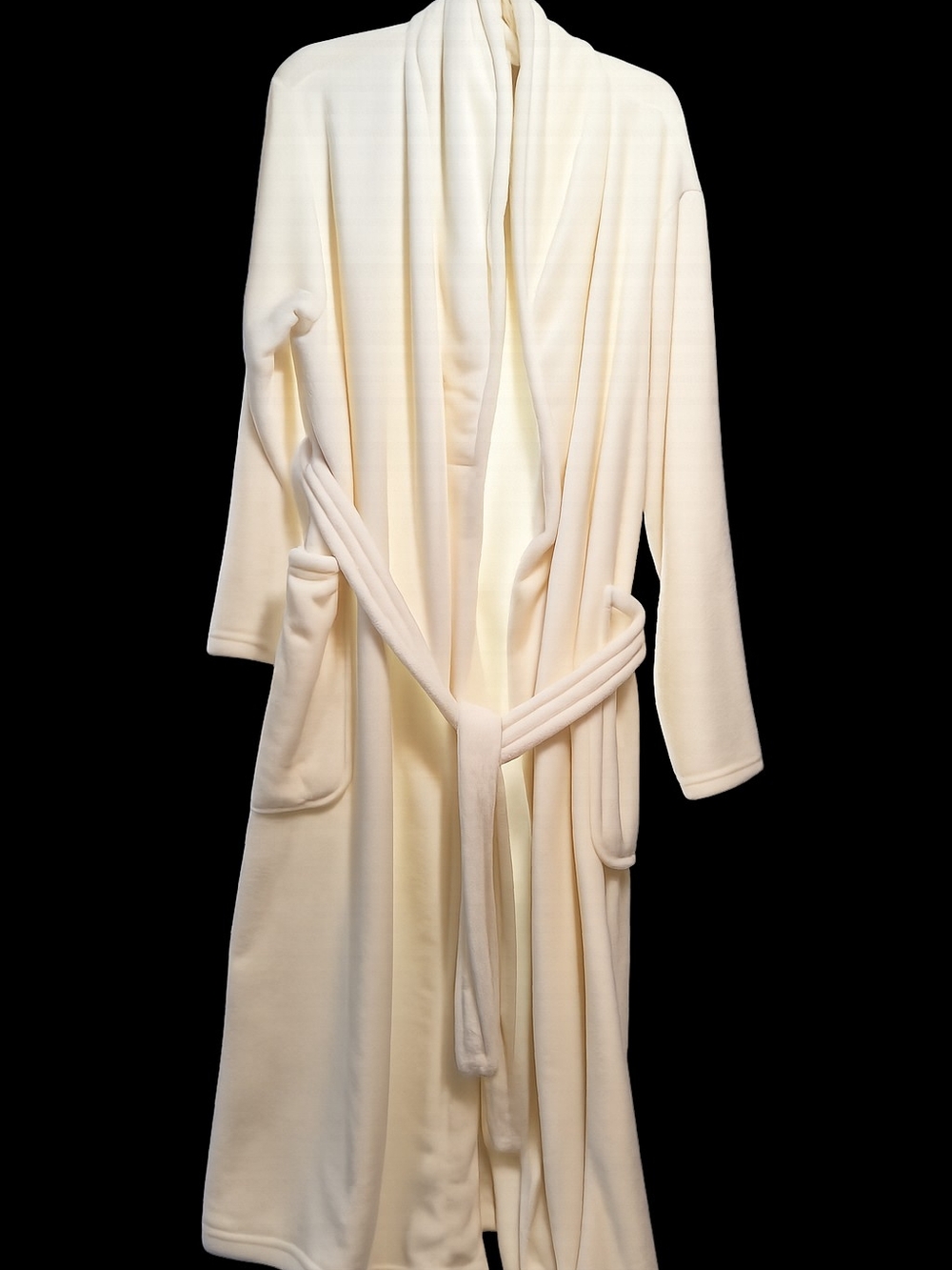 Soft Cream Plush Robe with Shawl Collar